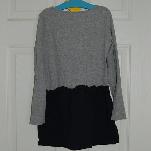 GAP Girls Size S (6-7), Long Sleeve Cotton Dress, Gray (Top) & Navy (Skirt) - Picture 3 of 6